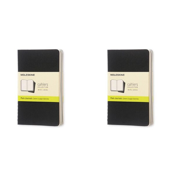 2x 3pc Moleskine Plain Pocket Cahier Notebook Office/Student Journal Planner BLK