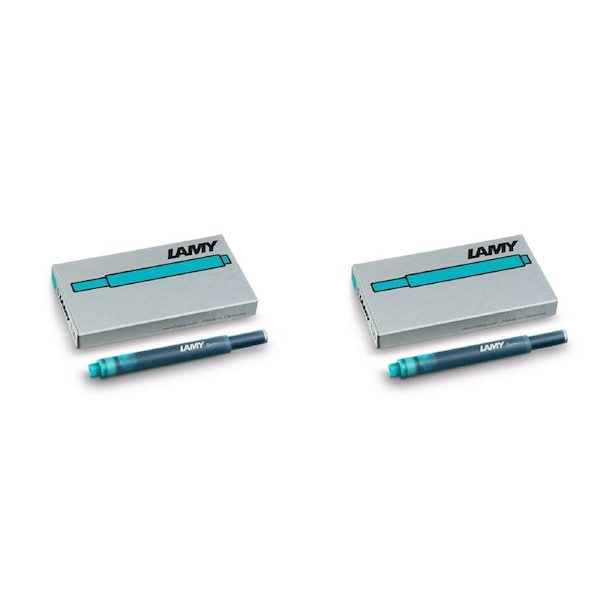 2x 5pc Lamy Hangsell T10 Fountain Ink Plastic Cartridges Moderate Flow Turquoise