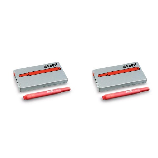 2x 5pc Lamy Hangsell T10 Fountain Pen Ink Plastic Cartridges Moderate Flow Red
