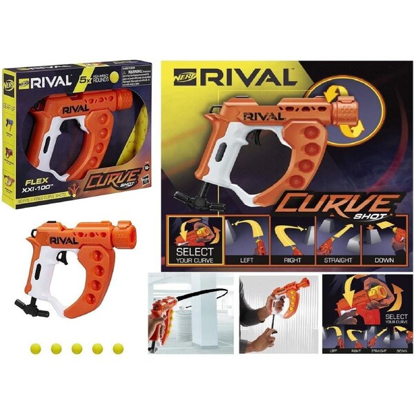 NERF Rival Curve Shot Flex XXI-100 Blaster Fire Rounds Ages 14+ Toy Gun Play Fun