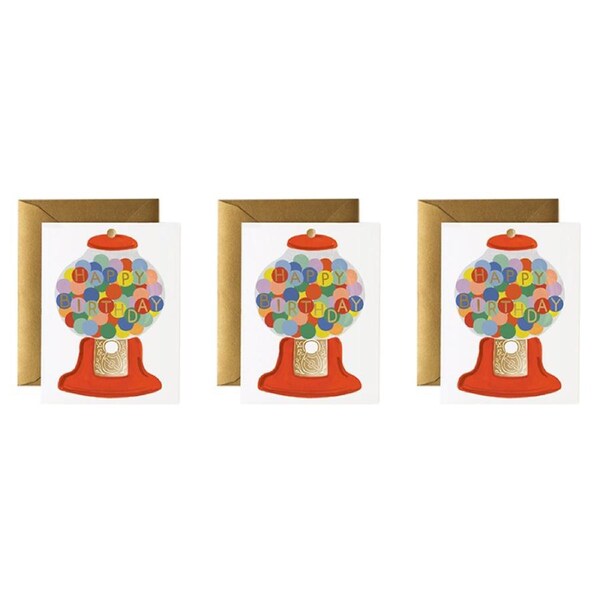 3x Rifle Paper Co 11x14cm Blank Single Greeting Card w Envelope Gumball Birthday