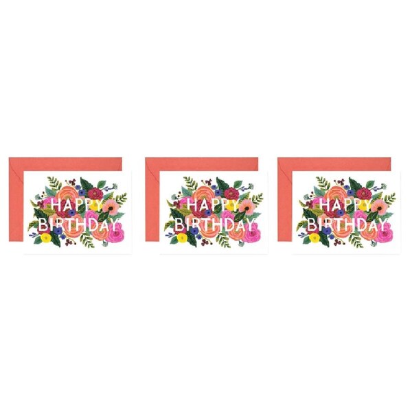 3x Rifle Paper Co 14cm Blank Greeting Card w/ Envelope Juliet Rose Birthday