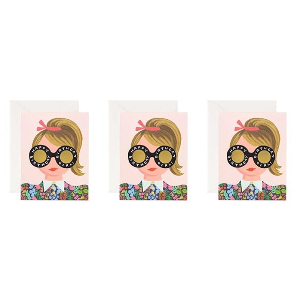 3x Rifle Paper Co 14cm Blank Greeting Card w/ Envelope Meadow Birthday Girl