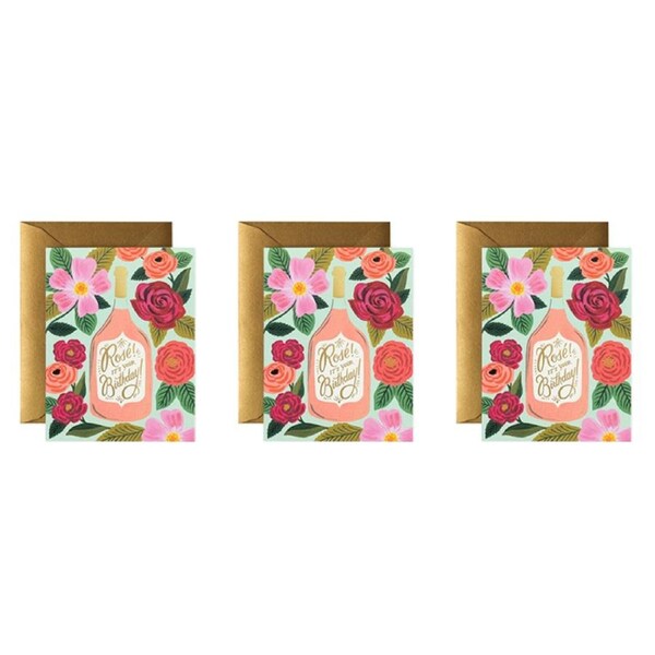 3x Rifle Paper Co 10.7x14cm Blank Single Card w/Envelope Rose It's Your Birthday