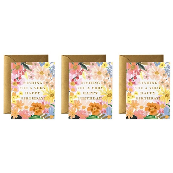 3x Rifle Paper Co 14cm Blank Single Greeting Card w/Envelope Marguerite Birthday