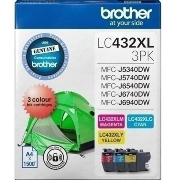 Brother LC432XL High Yield Ink Cartridge Colour Set Cyan/Magenta/Yellow Genuine LC-432XL