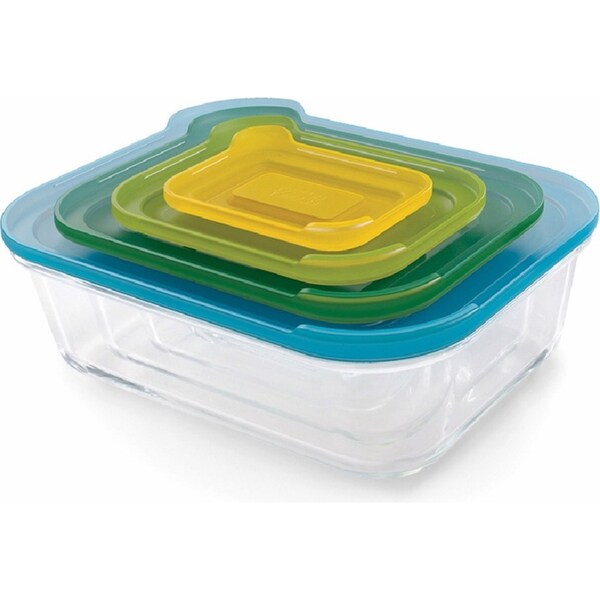 4pc Joseph & Joseph Compact Nest Glass Food Storage Container w/ Snap Lid Set