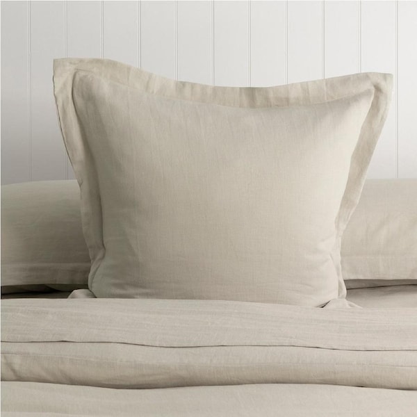Bambury Luxe Belgian Linen Tailored European Pillowcase -Natural