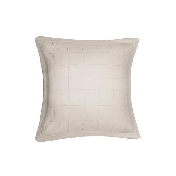Bambury Luxe Belgian Linen Quilted European Pillow Sham -Natural