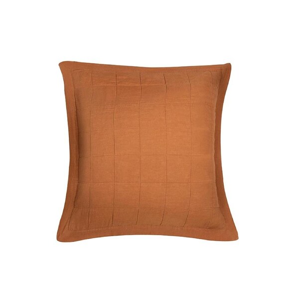 Bambury Luxe Belgian Linen Quilted European Pillow Sham -Rust