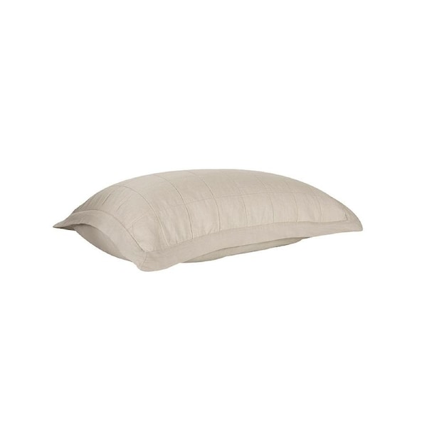 Bambury Luxe Belgian Linen Quilted Standard Pillow Sham -Natural