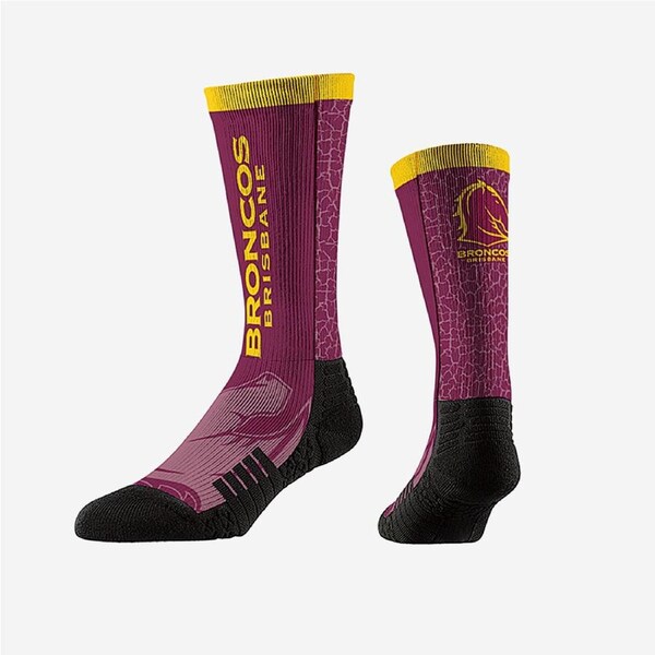 Brisbane Broncos NRL Wordmark Knit Adult Socks