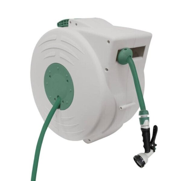 Hills Auto Retractable 20m Hose Reel with Pivot Wall Bracket