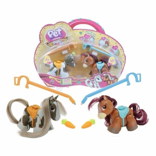 Pet Parade-Skewbald & Bay Pony-Double Blister Ages 3+ Toy Horse Play Gift Pack Ponies Comb Lead