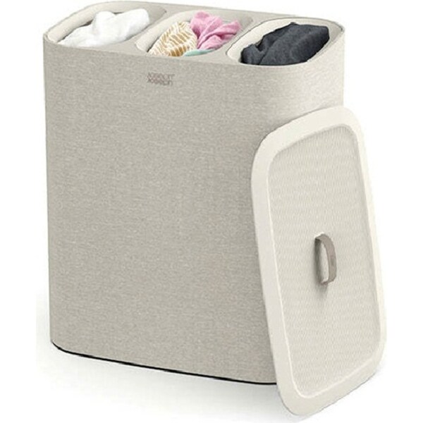 Joseph & Joseph Tota Trio 90L Laundry Basket Multi Compartment w/ Tote Bag Ecru
