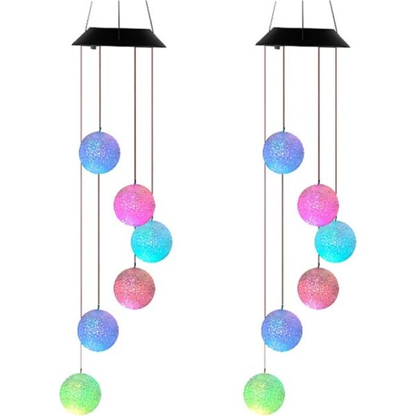 2PK Licht Solar Powered Hanging Ball Outdoor Garden Light Colour Changing LED