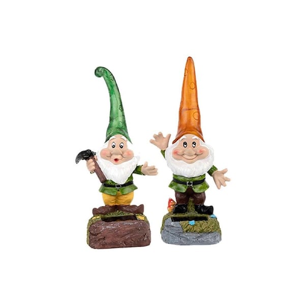 2PK Licht Solar Powered Gnome Decorative Outdoor Garden Light Warm White 28cm