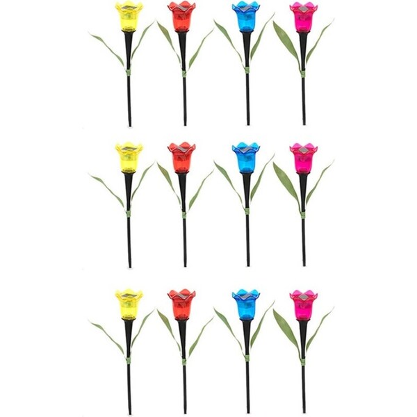 12PK Licht Eco Lighting Solar Powered Flower Garden Decorative Stake Light 30cm