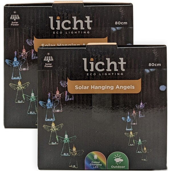2PK Licht Eco Lighting Solar Powered Hanging Angels Outdoor Garden Lights 80cm