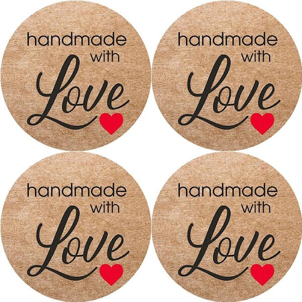 Handmade With Love Stickers x 50 Business Seal Thank You Packaging Labels Gifts