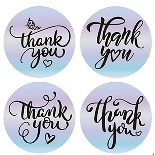 Thank You Stickers x 50 Round Craft Labels Business Seals Party Gift Favours