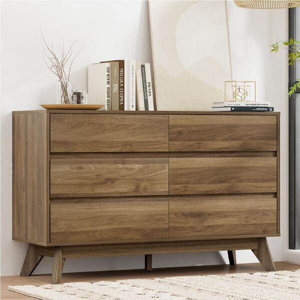 Artiss 6 Chest of Drawers Tallboy Table - XAVI Walnut