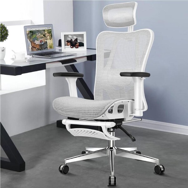 ALFORDSON Ergonomic Office Chair Mesh Seat Grey & White
