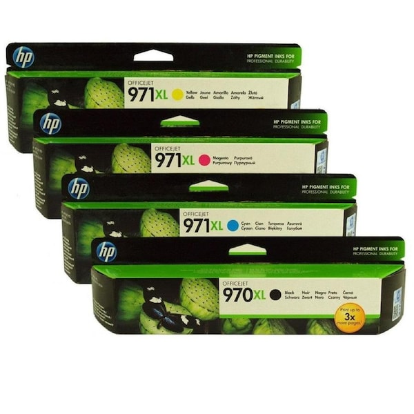 HP 970XL/971XL Ink Cartridge Set High Yield Black/Cyan/Magenta/Yellow Genuine Original