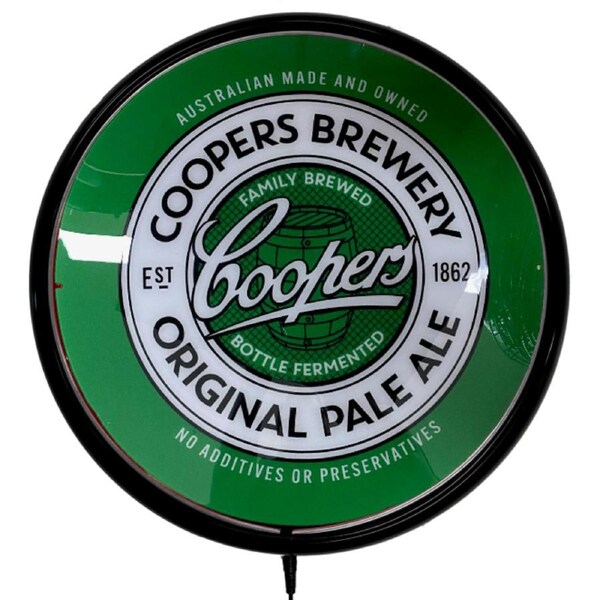 Coopers Green Pale Ale Bar Lighting Wall Sign Light Button Black