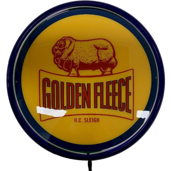 Golden Fleece Bar Lighting Wall Sign Light Button Dark Blue