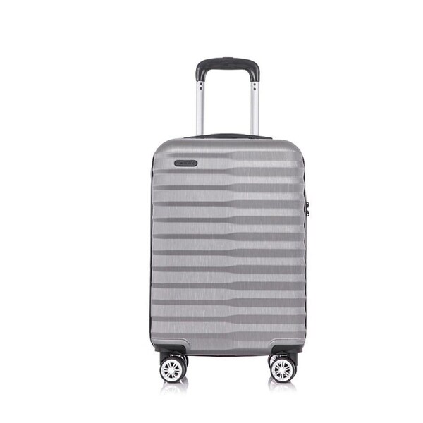 SwissTech Odyssey 43L/56cm Carry On Travel Suitcase Luggage Trolley Silver Grey