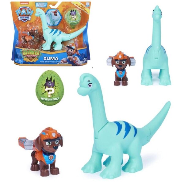 PAW Patrol-Zuma & Brontosaurus- Rescue Hero Ages 3+ Toy Action Dinosaur Pet