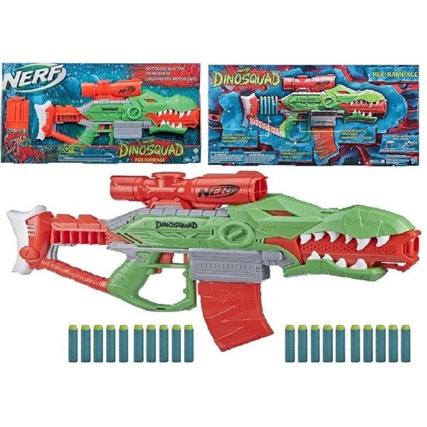 NERF Dinosquad Rex Rampage Motorised T-Rex Blaster Ages 8+ Toy Gun Fire Dinosaur