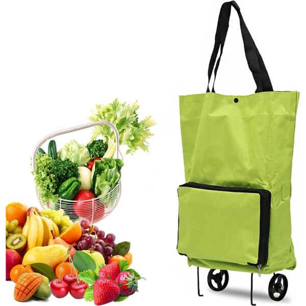 Portable Shopping Trolley Bag Foldable Cart Rolling Grocery Green Shopping Bag