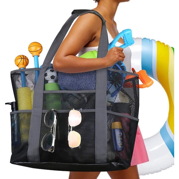 Summer Beach Bag Towels Mesh Durable Travel Handbag Swimming Storage Bag