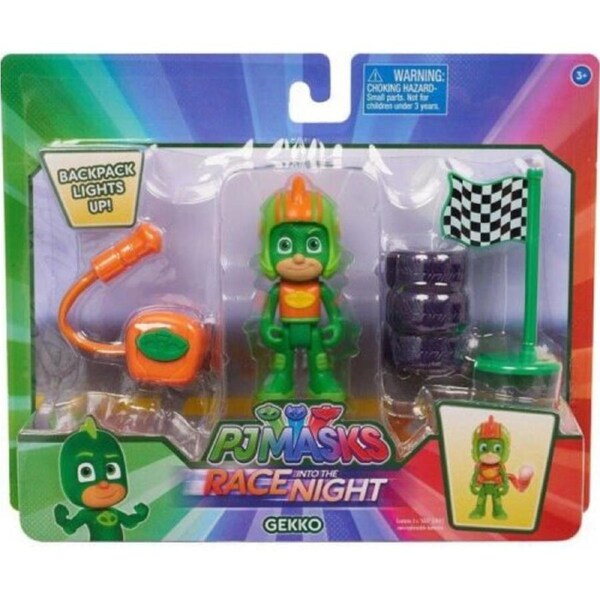 PJ Masks Race Night Backpack Lights up-GEKKO-Ages 3+ Toy Doll Car