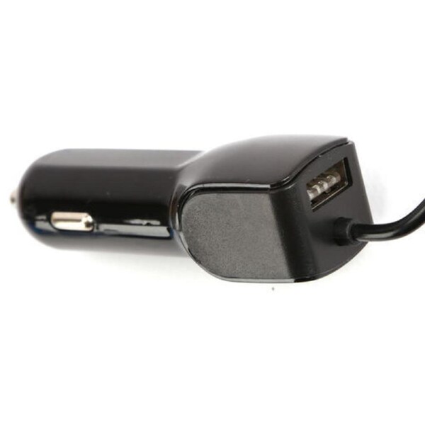 Car Charger with USB A Socket & Curly Cord Lightning Cable
