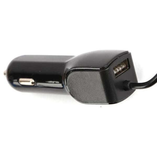 USB Car Charger w/ USB A Port & 2.1A Micro USB Curly Cord Cable