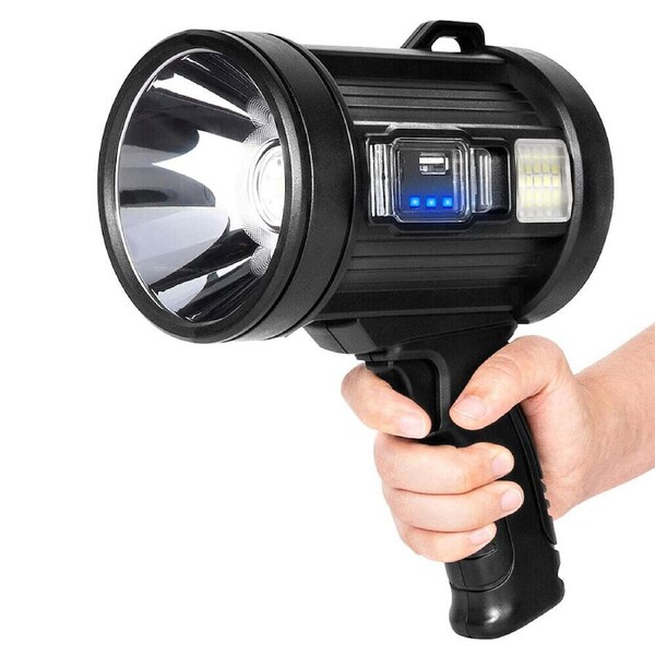 Rechargeable LED Searchlight Handheld 200000 Lm Spotlight Flashlight Side Light Torch