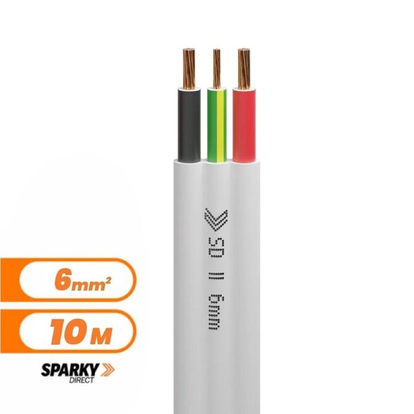 6.0mm Twin & Earth Flat Cable - Pvc / Pvc - 7-104-2ERB - 10mtr Cut