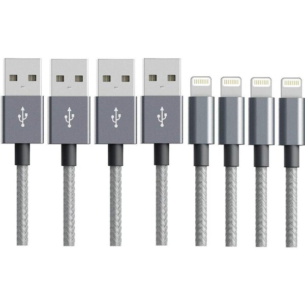 4x 1M Genuine USB Nylon Cable Cord Charger for Apple iPhone X 8 7 6 5 5s iPad