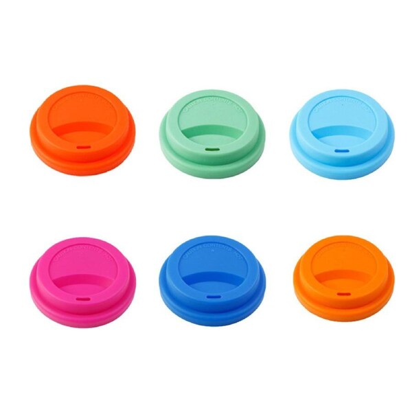 Nevenka 6 Pack Cup Lids Food Grade Silicone Cup Spill-Proof Reusable Coffee Mug Covers-Set2