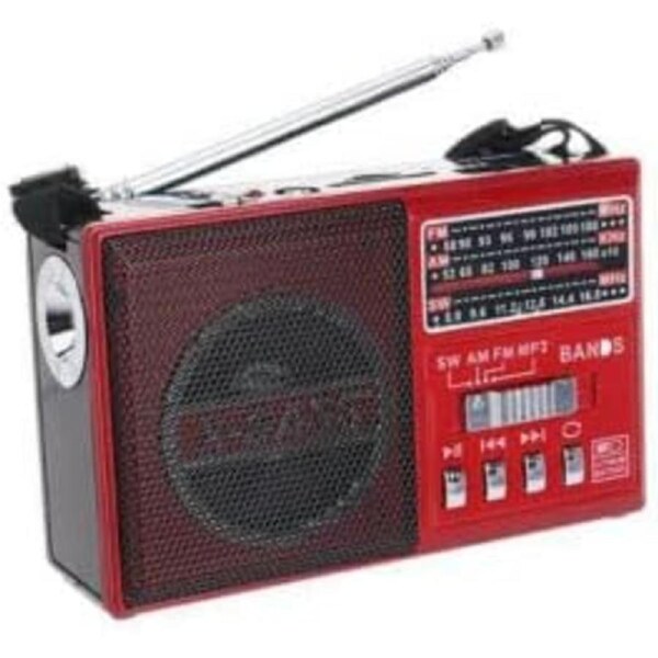 AM/FM/SW 3Band World Radio SD/USB MP3 Player Led Torch Rechargeable Red