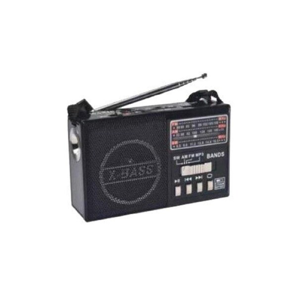 AM/FM/SW 3Band World Radio SD/USB MP3 Player Led Torch Rechargeable Black