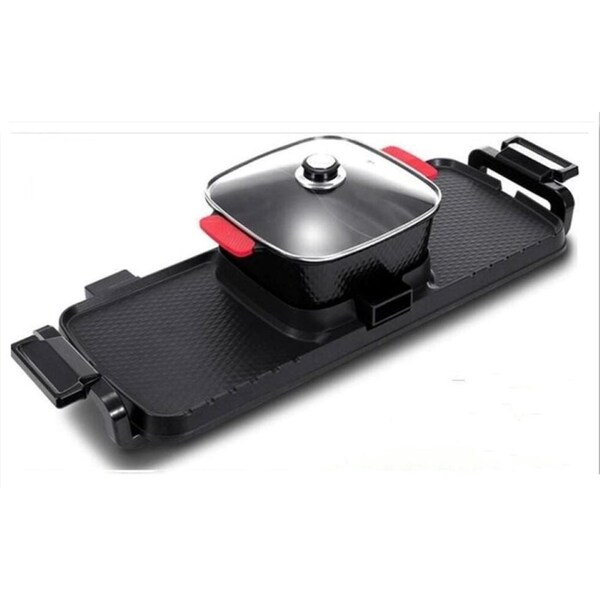 Electric BBQ Grill Hot Pot Oven Pan 3in1 Barbecue Grill 2400W Plate Home