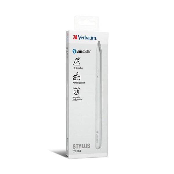 Verbatim Touch Screen Drawing/Digital Art Pen Stylus For iPad Bluetooth White