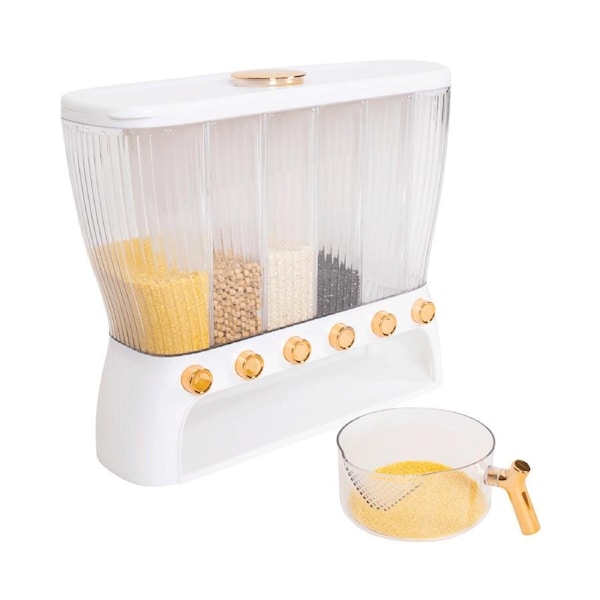 6 Grids Dispenser Storage Container Rice Cereal Beans Grain