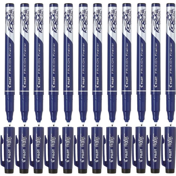 Pilot Frixion Erasable Fineliner Pen 0.45mm Black Box 12