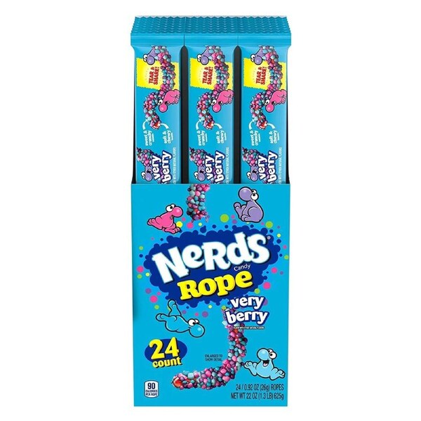 24 Pack x Nerds Rope Gummy & Crunchy Very Berry Candy 26g
