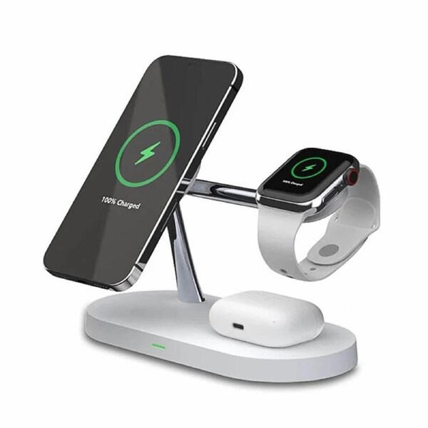 Tough On 5 in 1 Magnetic MagSafe Wireless Charger Stand Dock White